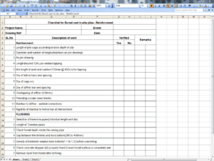 Checklist for Bored cast in-situ piles - Reniforcement