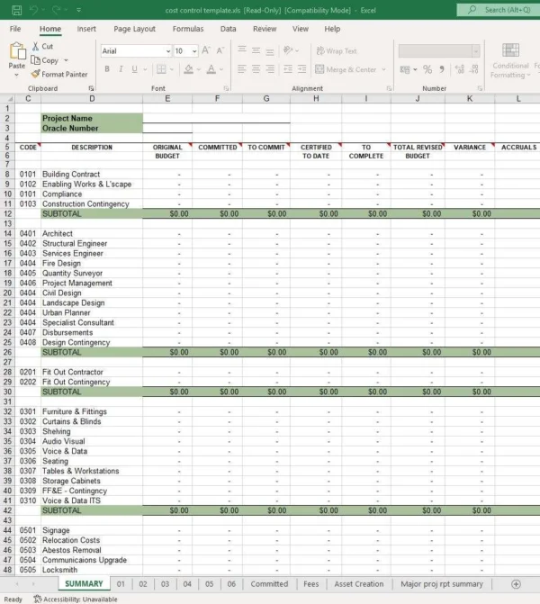 Cost Control Template Free Download