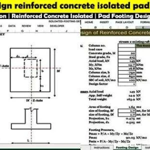 Design Reinforced Concrete Isolated Pad Foundation