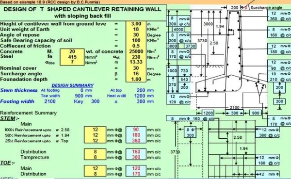 Retaining Wall Design Spreadsheet