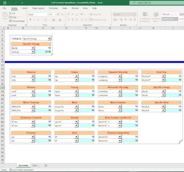 Unit Converter SpreadSheet