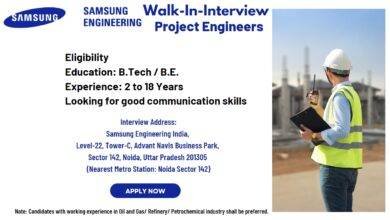 Walk In For Project Engineers In Samsung Engineering