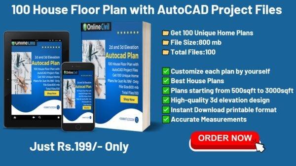 100 House Floor Plan with AutoCAD Files