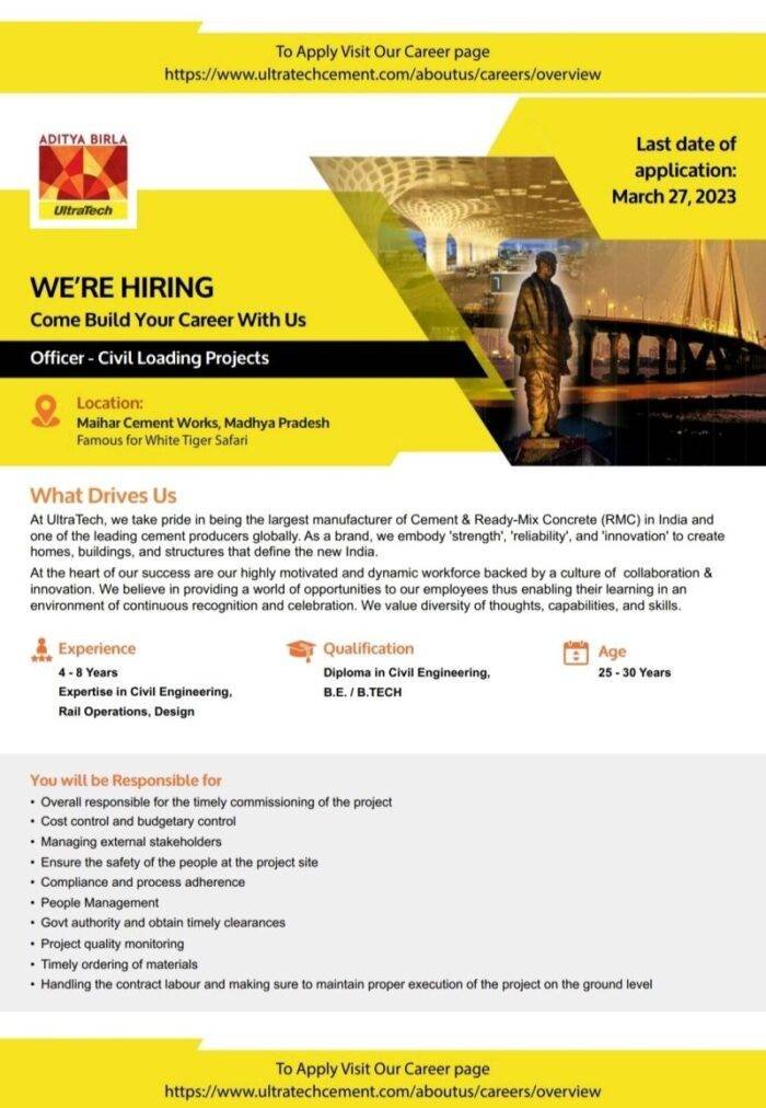 Job Opening in UltraTech Cement