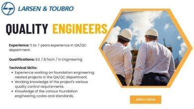 L&T Recruitment Quality Engineers in QA QC Department