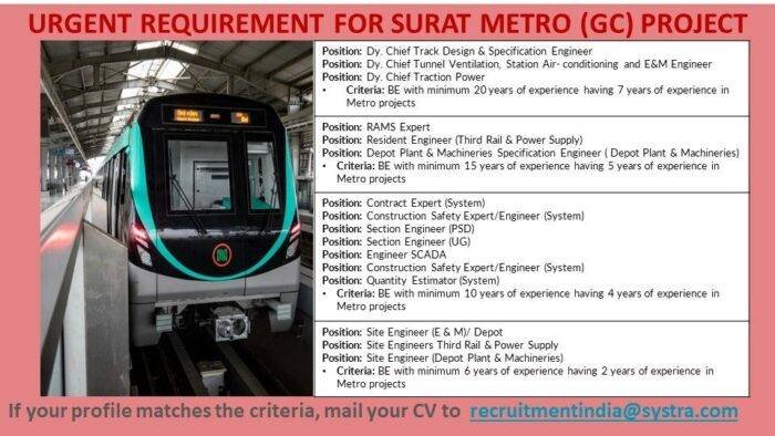 Urgent Requirement for Surat Metro (GC) Project