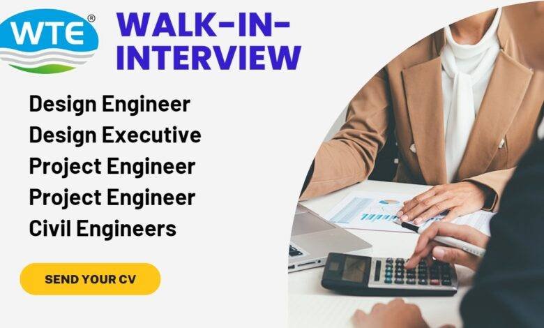 WALK-IN-INTERVIEW for Engineers in WTE Infra Projects Pvt.Ltd
