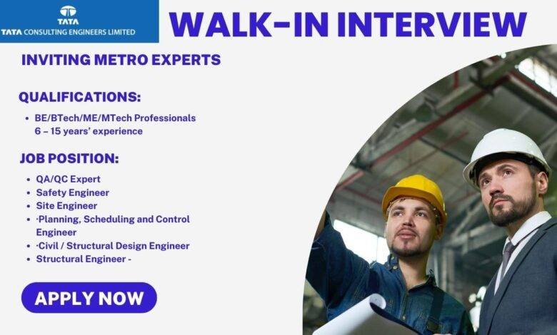 Walk-in-Interview for Engineers in Civil, Mechanical and Electrical