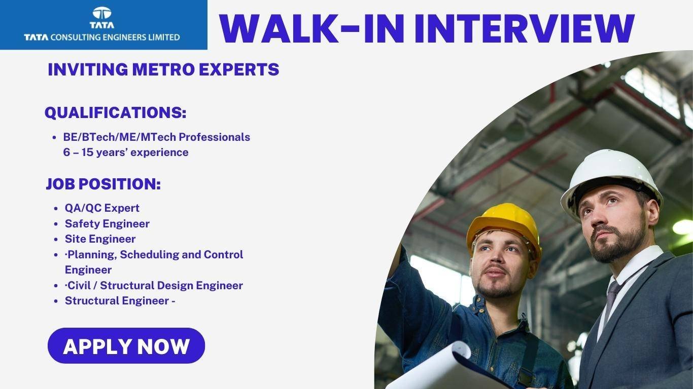 Walk-in-Interview for Engineers in Civil, Mechanical and Electrical