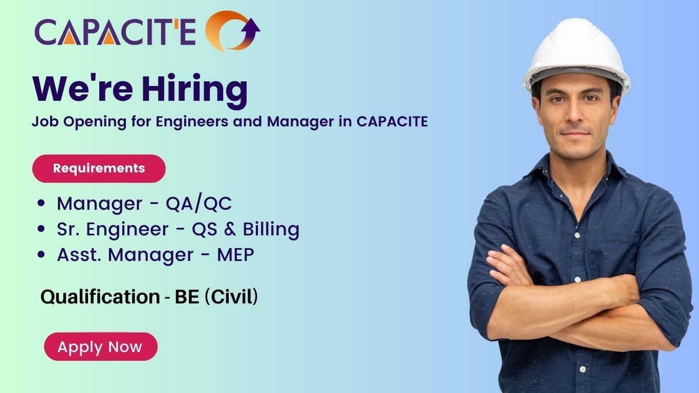 Job Opening for Engineers and Manager in CAPACITE Infraproject